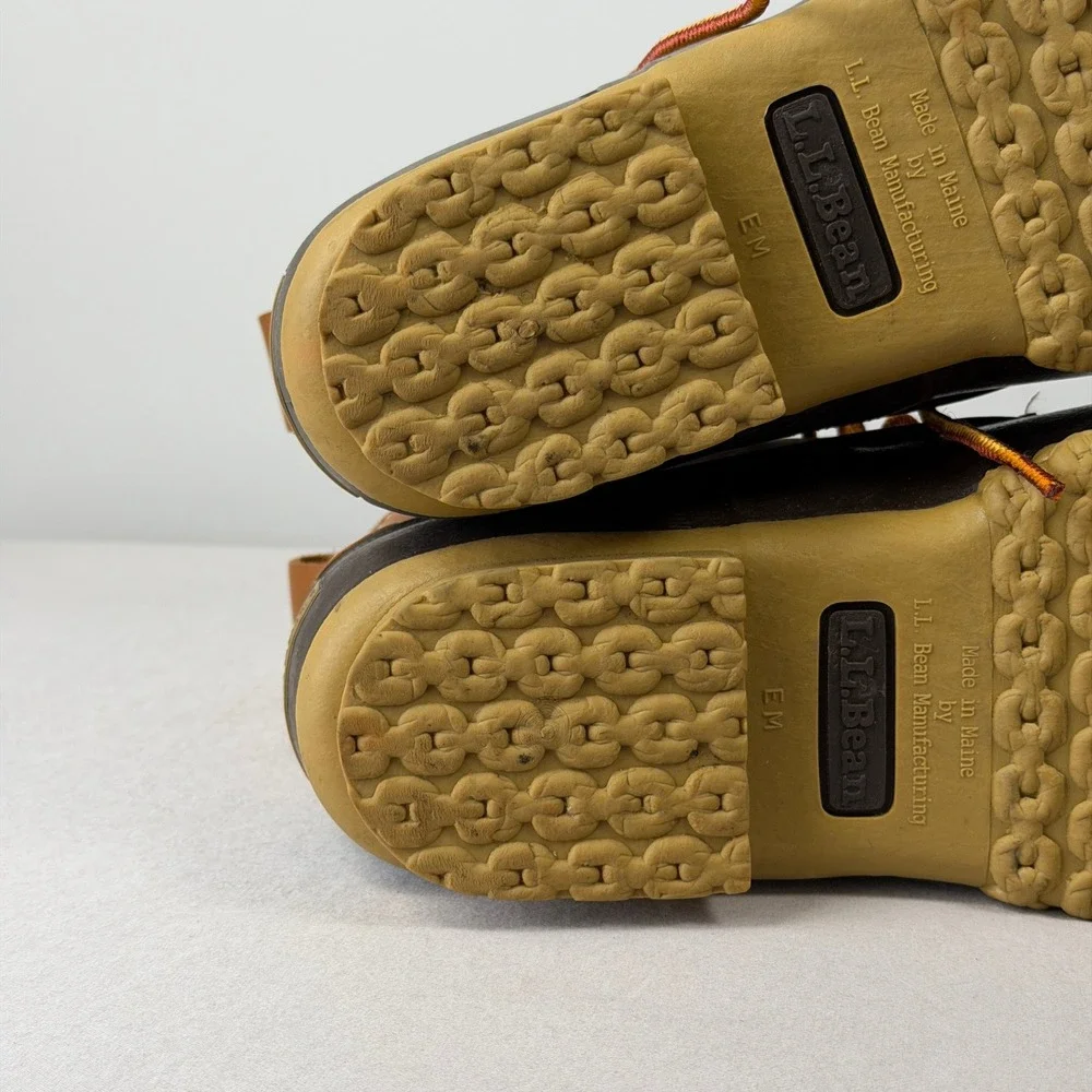 LL Bean Boots Mens 7M‎ Tan Brown 6 Inch Duck Boots Waterproof Made in USA 175051